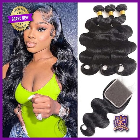 Brazilian Body Wave Human Hair Bundles with 5x5 Lace Closure main image 6